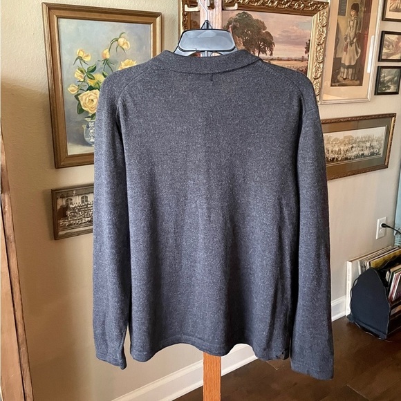 Banana Republic mens 100% extra fine Italian merino wool collared sweater L gray - Picture 7 of 8